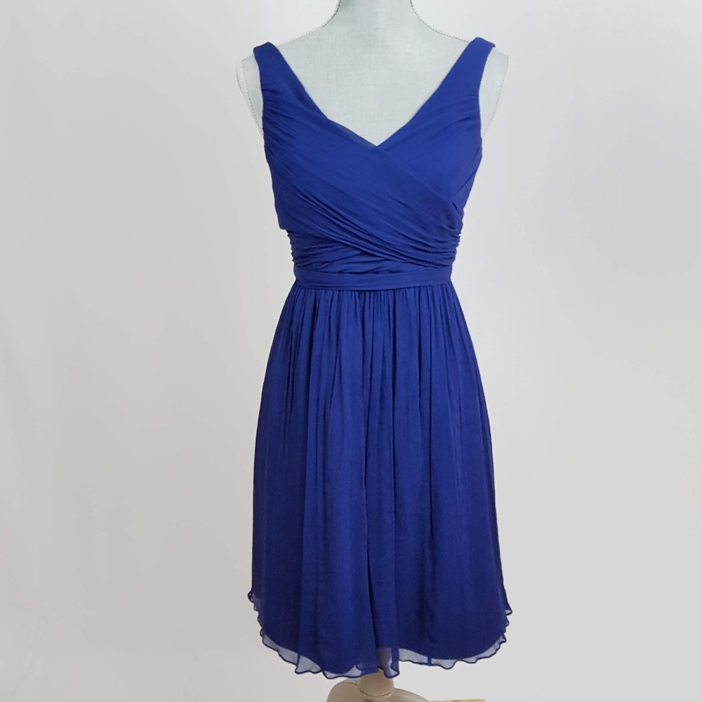 J.Crew Heidi Blue Silk Chiffon Dress Size 6